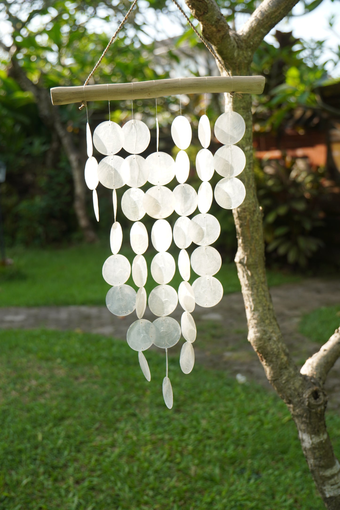 Waterfall Natural Capiz Shell Wind Chime.