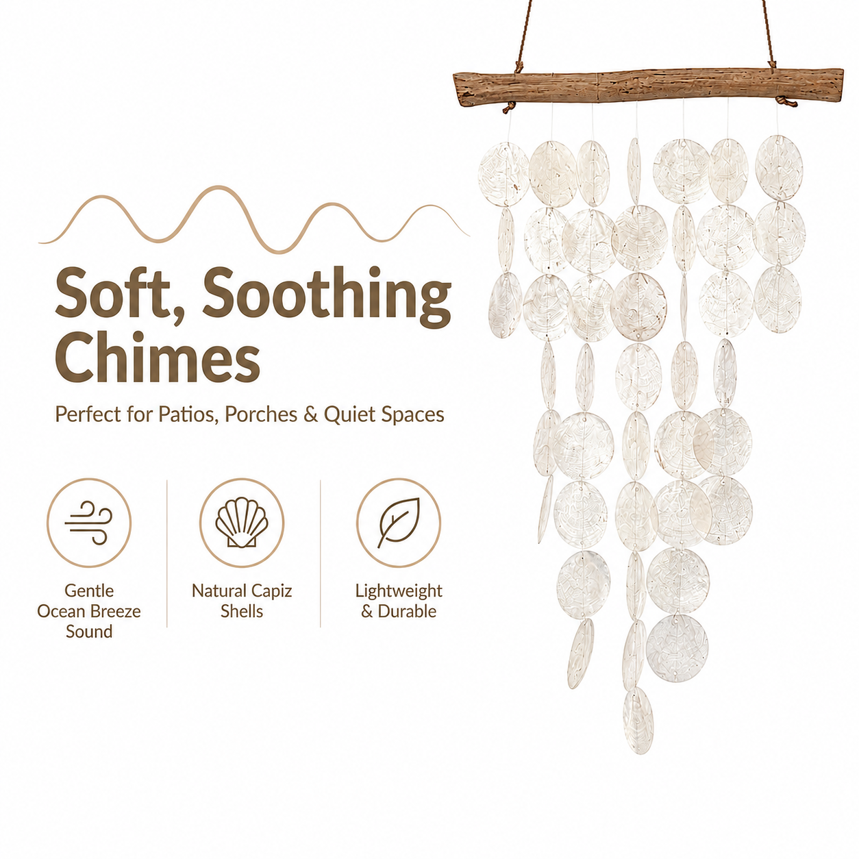 Waterfall Natural Capiz Shell Wind Chime / Kachayu
