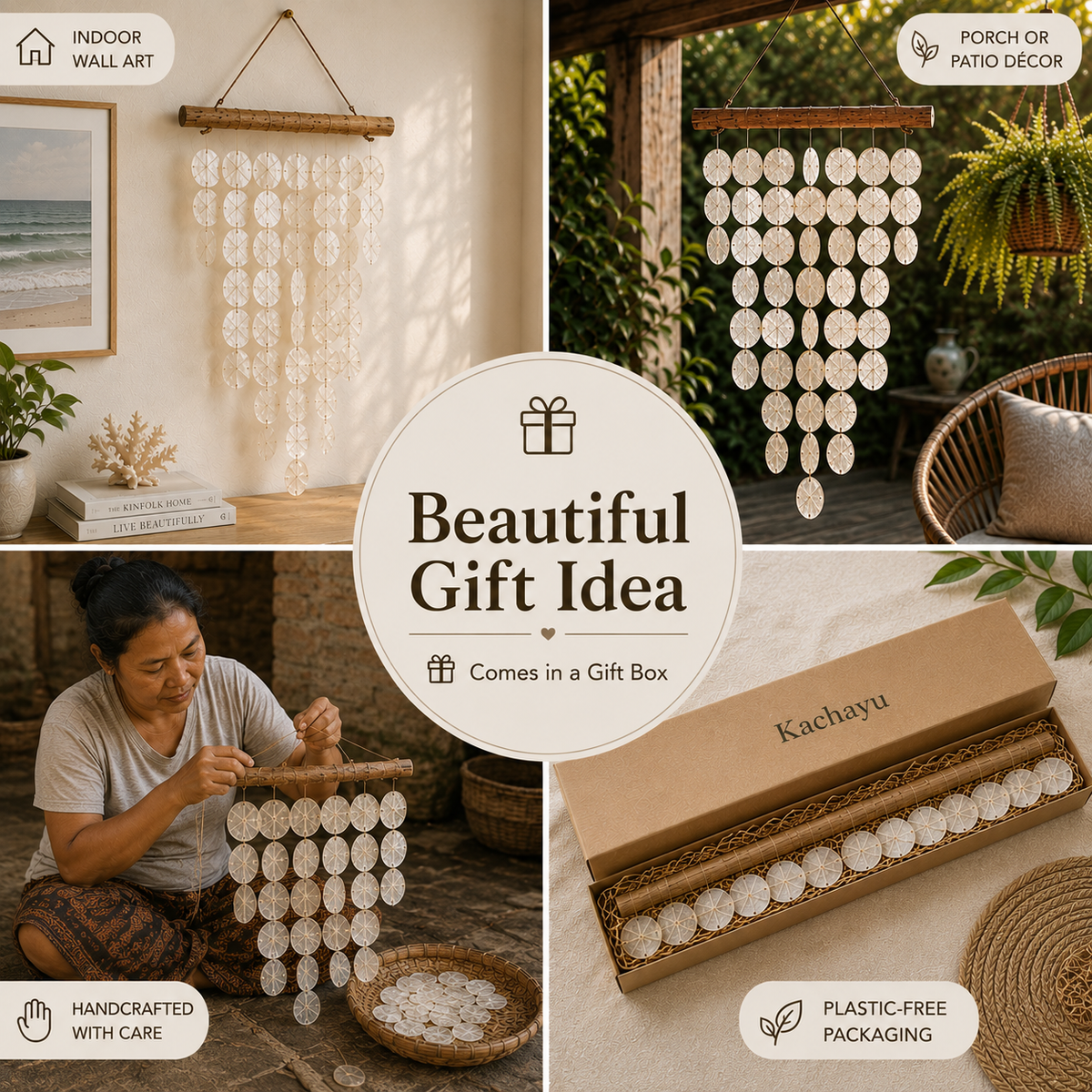 Waterfall Natural Capiz Shell Wind Chime / Kachayu