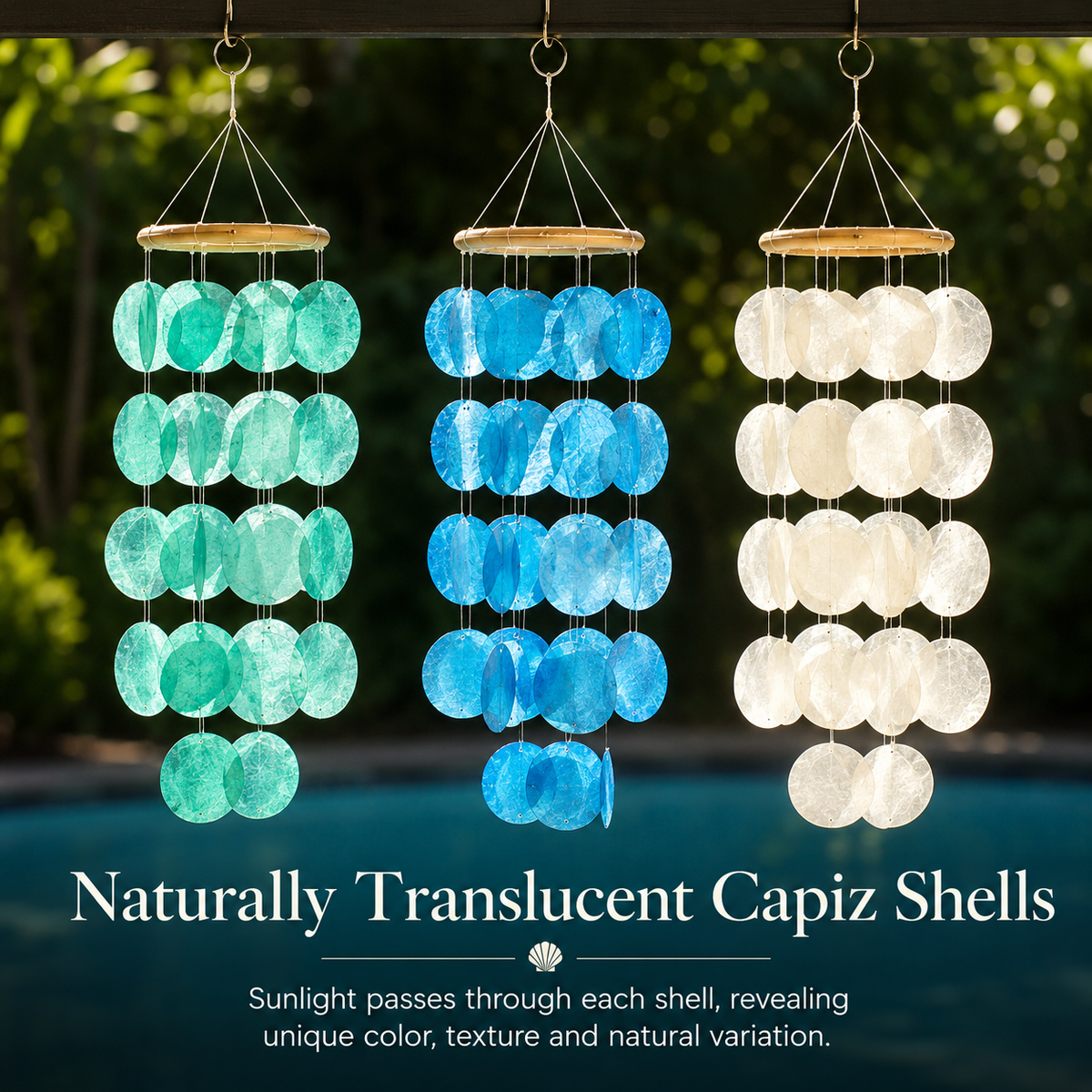 Rattan Top Capiz Shell Wind Chime / Kachayu