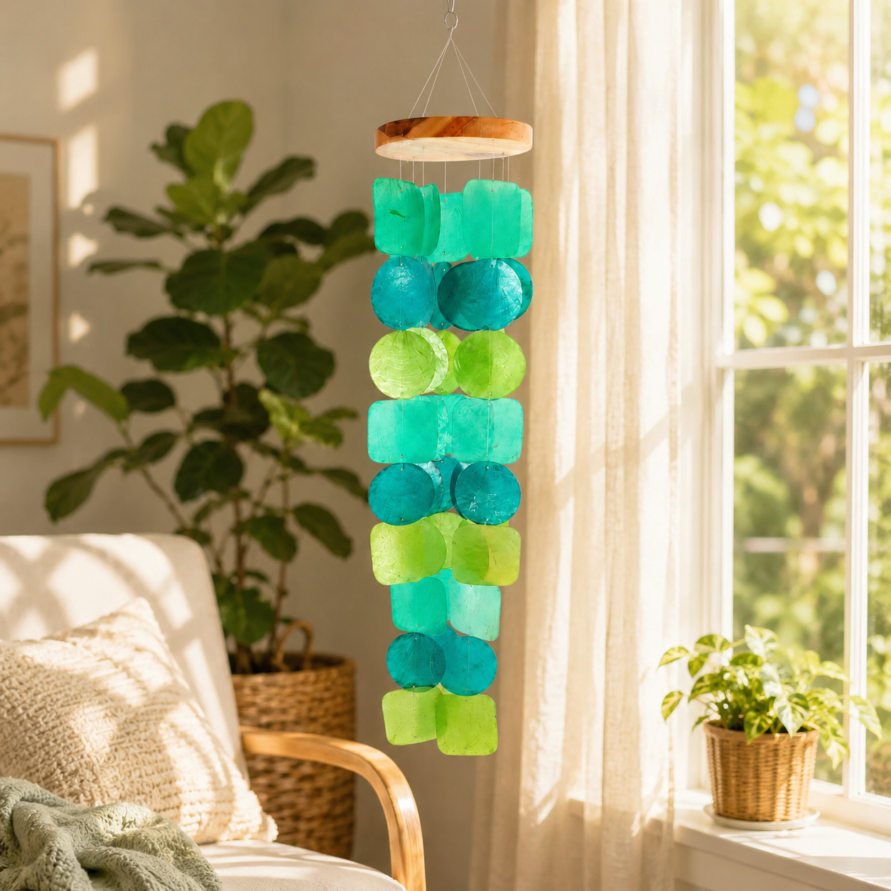 Cascading Capiz Shell Wind Chime